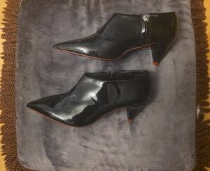 Zara Black Patent Heeled Boots